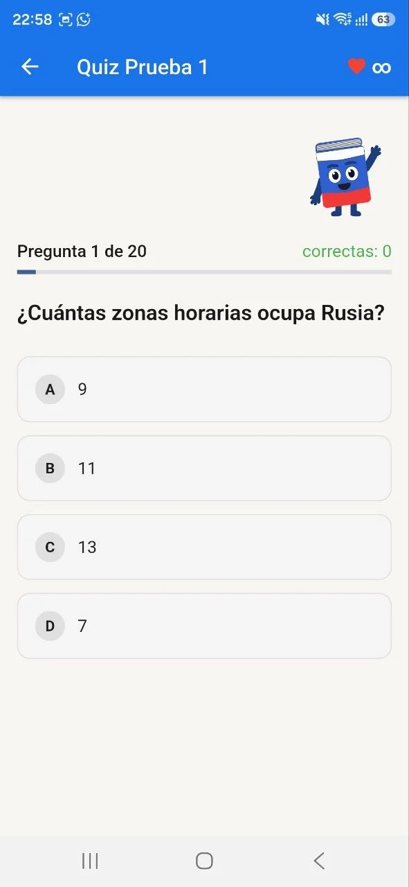 Quiz interactivo con mascota